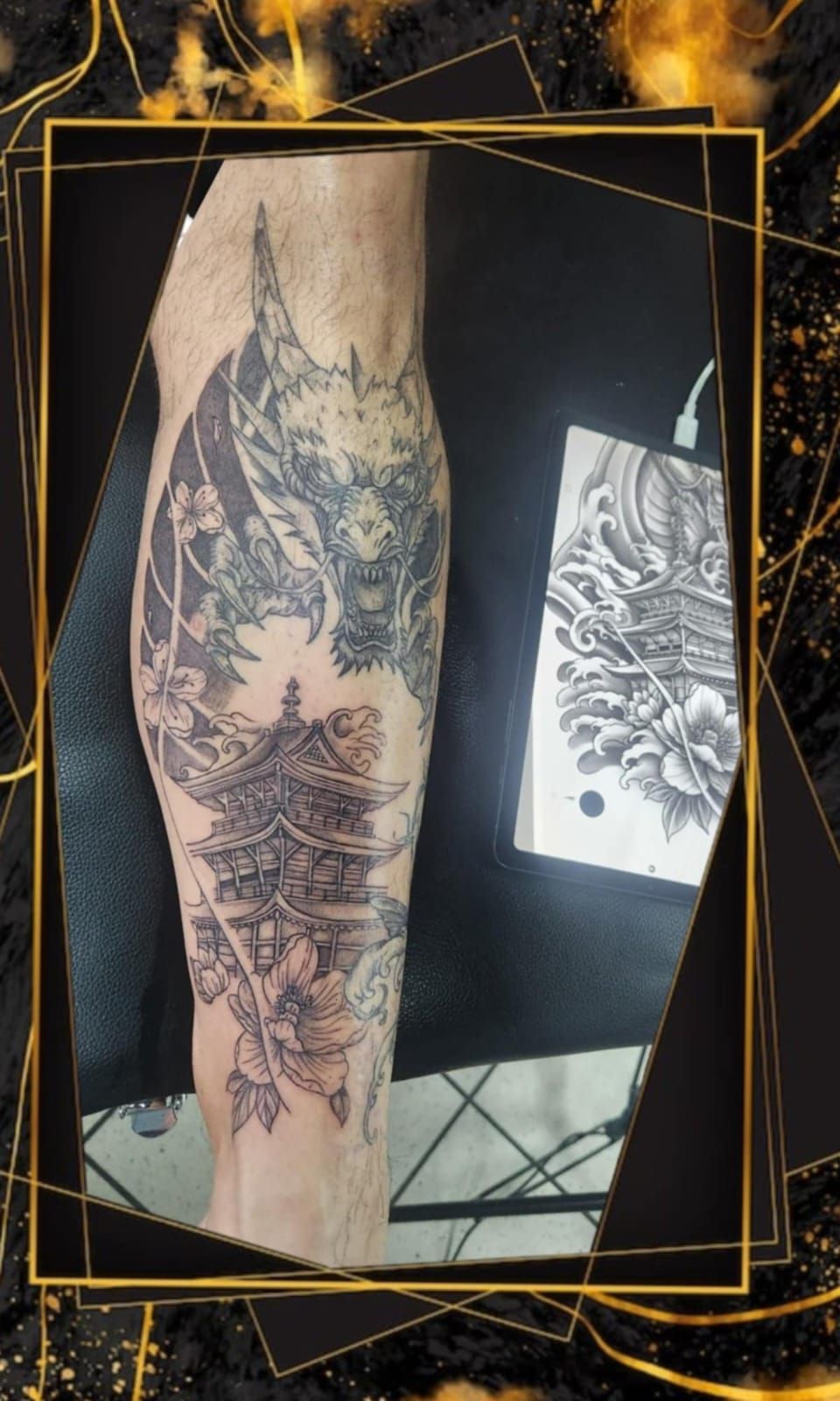 Tatouage pointillisme dot work réalisation 8 — Black Chick Tattoo Tours-en-Savoie