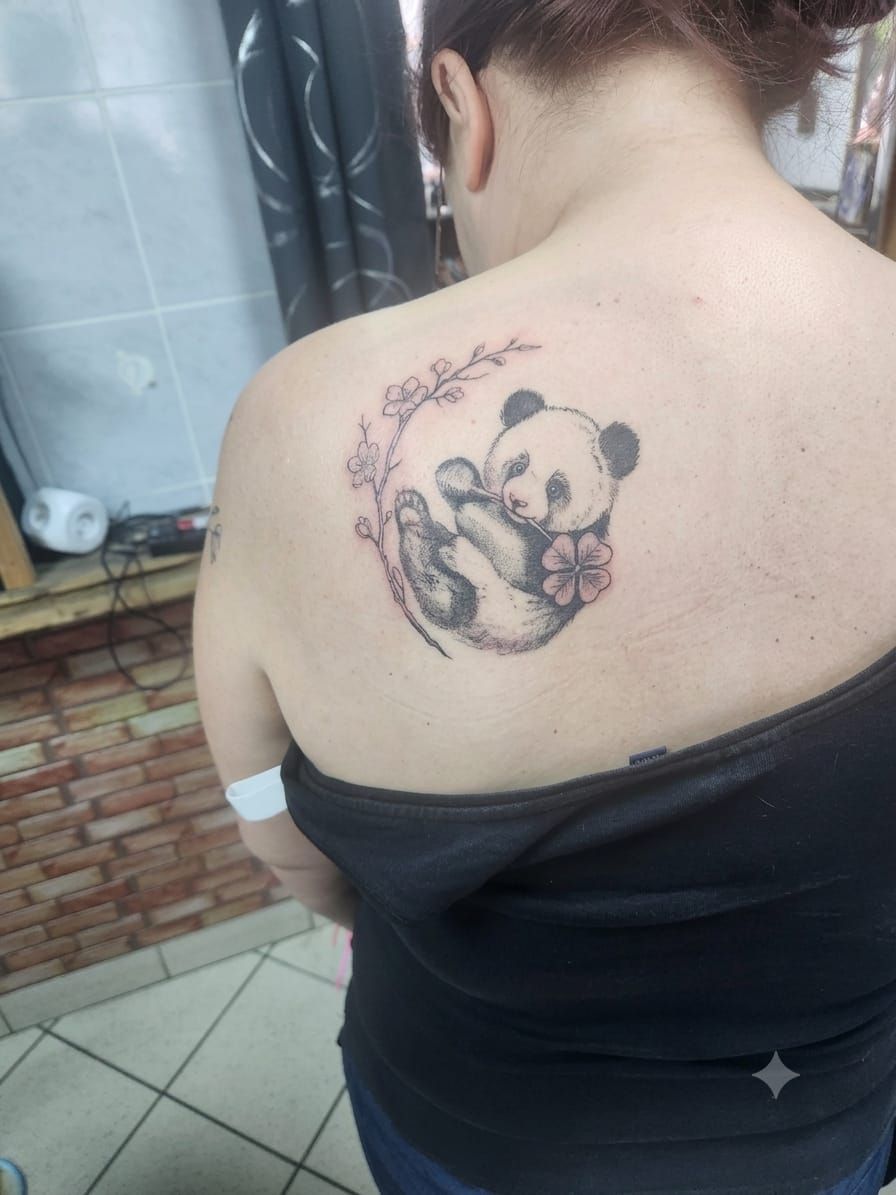 Tatouage pointillisme dot work réalisation nº87 — Black Chick Tattoo, studio de Tours-en-Savoie